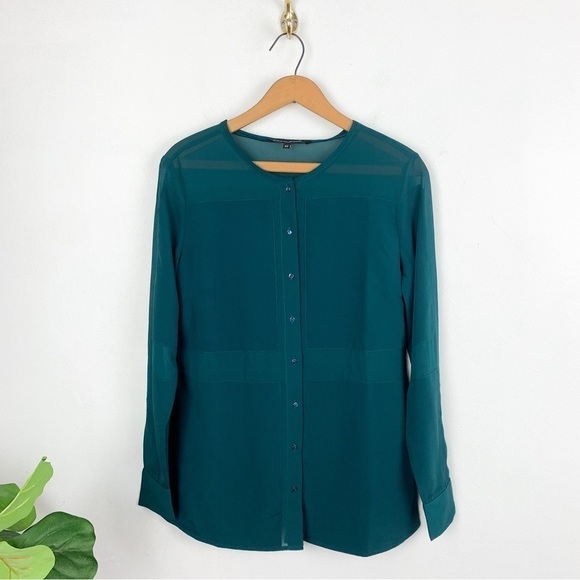 W118 By Walter Baker Green Sheer Button Down Shirt Sz XS - Picture 1 of 6